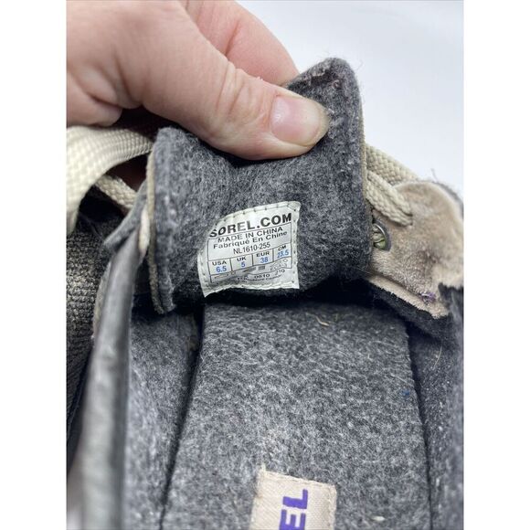 Sorel Mackenzie Lace Low Waterproof Leather Brown Grey Boots Fleece Lining S 6.5 - Picture 7 of 9